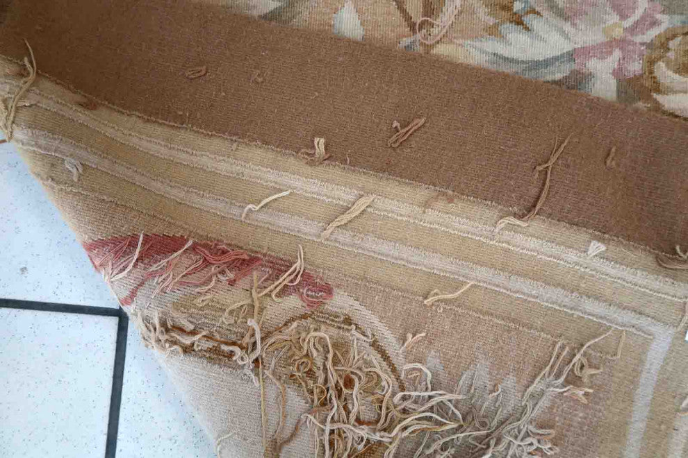 Handmade Vintage French Aubusson Rug 8.7'x12', 266cmx367cm, 1970s