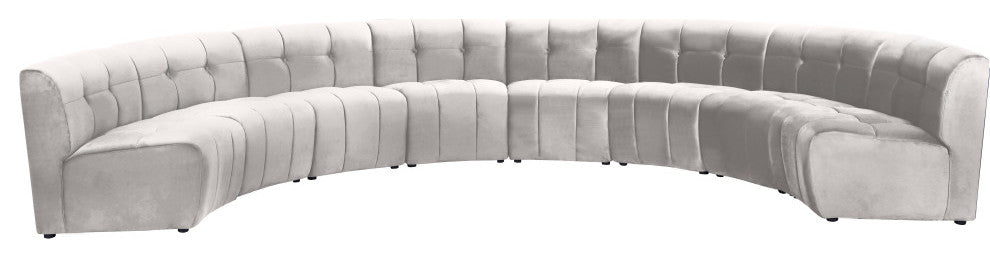 Limitless Velvet Upholstered 8-Piece Modular Sectional, Cream