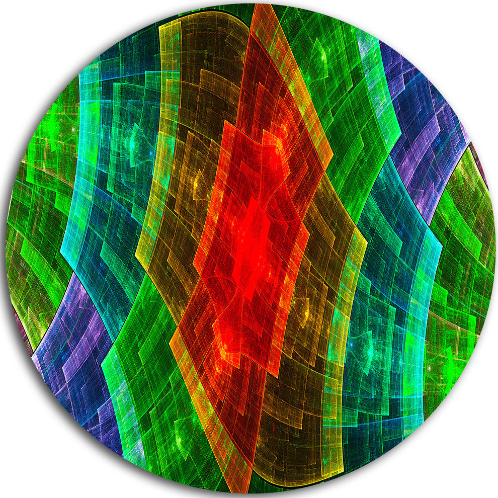 Multi-Color Psychedelic Fractal Grid, Abstract Disc Artwork, 23"