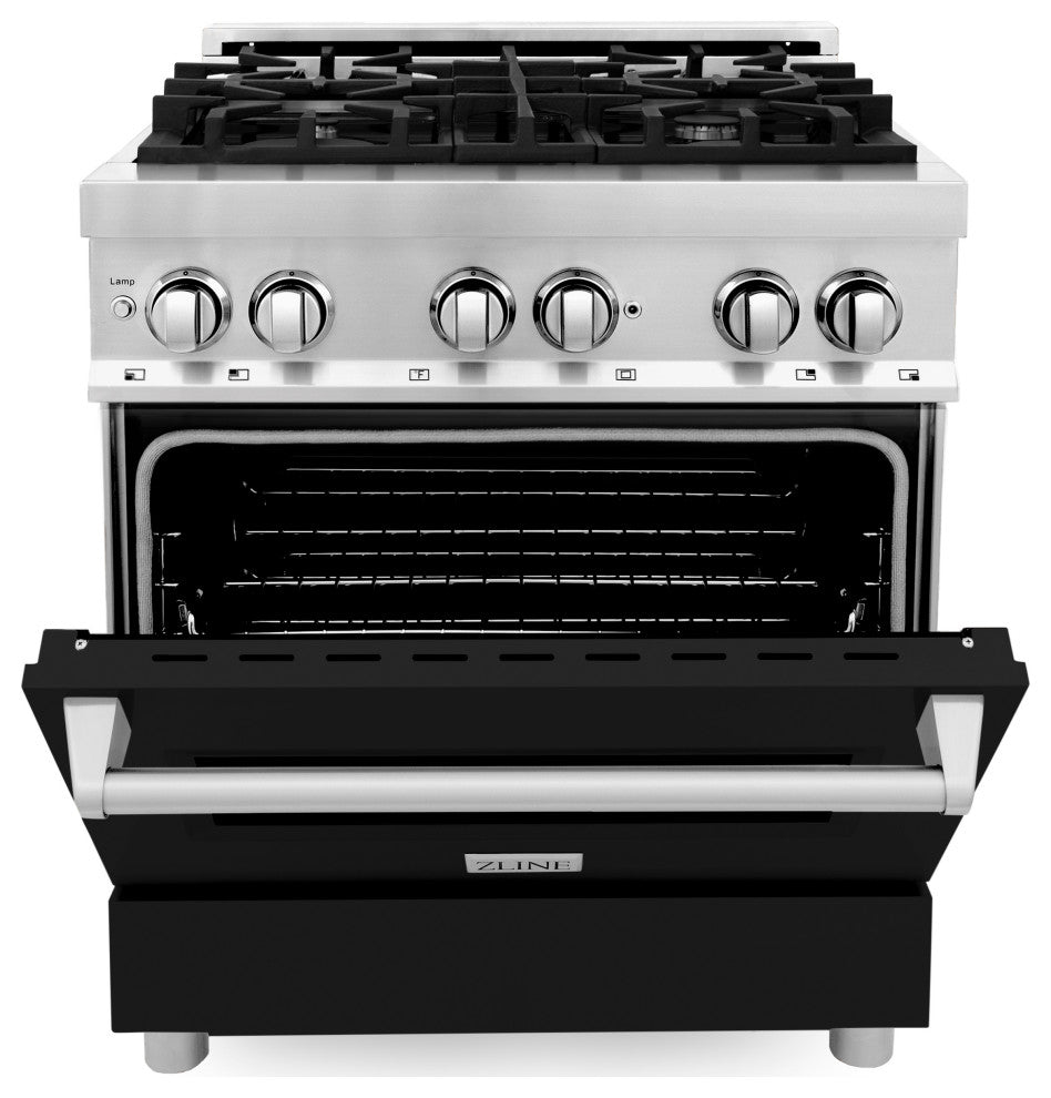 ZLINE 30 in. Professional Dual Fuel Range With Black Matte Door, RA-BLM-30