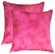 HomeRoots 18" x 18" x 5" Fuschia, Cowhide Pillow 2 Pack