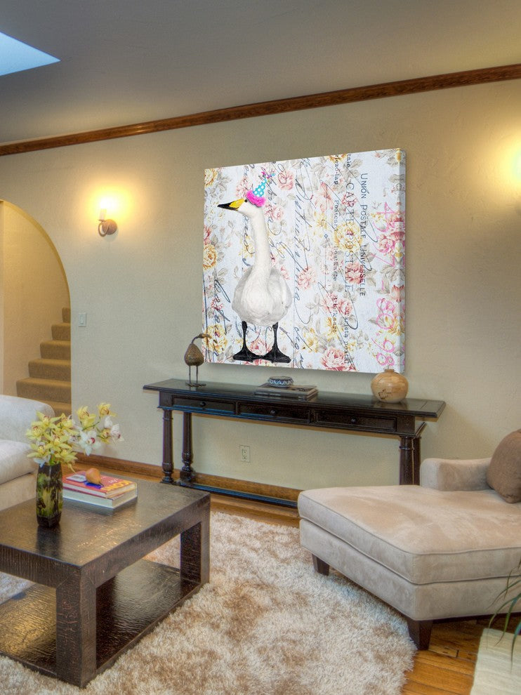 Marmont Hill, "Party Duck" by Morgan Jones Painting on Wrapped Canvas, 48x48