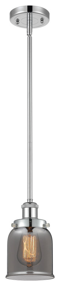 Small Bell 1-Light Pendant, Polished Chrome, Plated Smoke