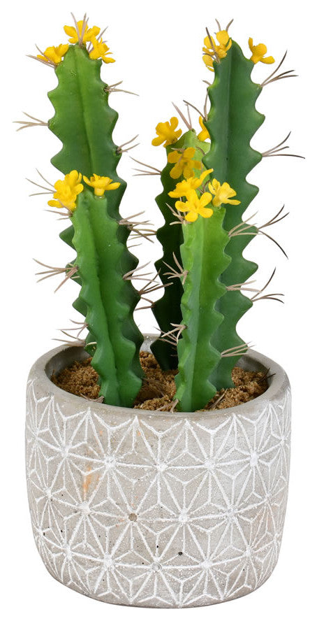 Vickerman FH191712 12" Artificial Green Cactus in Cement Pot