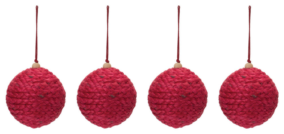 Jute Ball Ornament, Set of 4