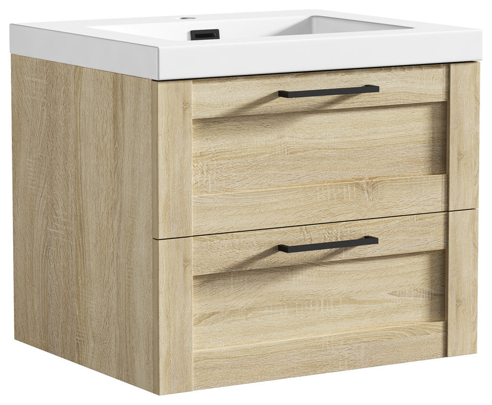 The Cosmo Wall Mounted Modern Bathroom Vanity, Ace, 24"