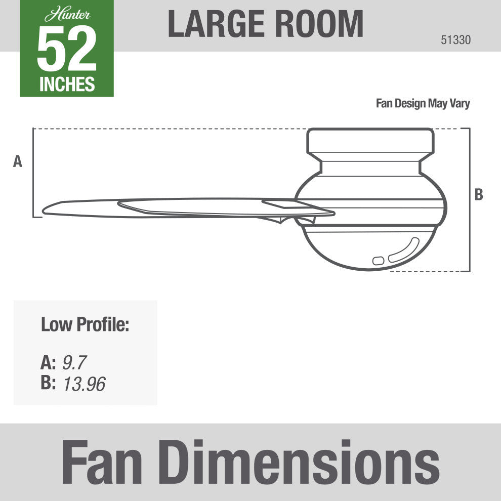 Hunter 52" Gilmour Matte Black Low Profile Damp Rated Ceiling Fan With LED Light