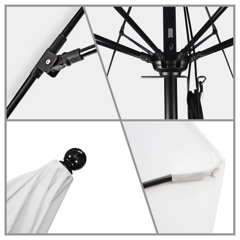 9' Patio Umbrella Black Pole Fiberglass Rib Push Lift Sunbrella, Terra