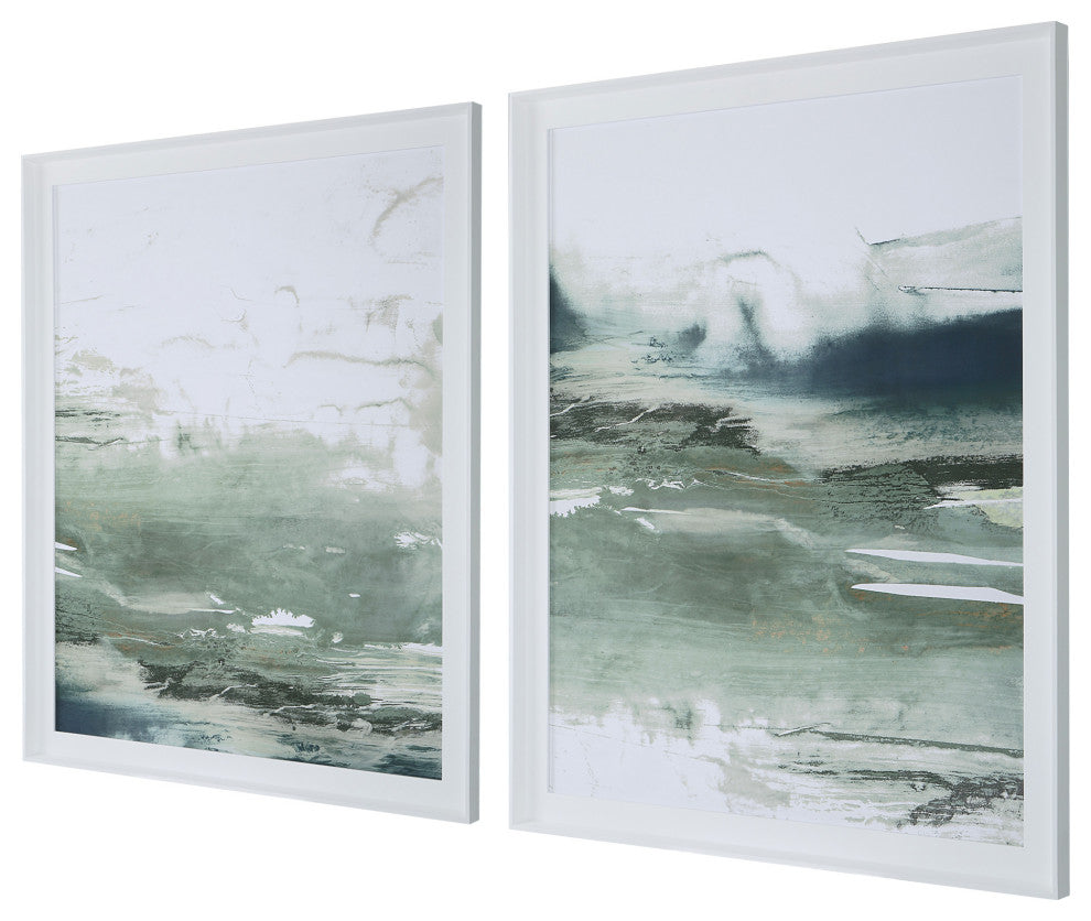 Uttermost 32281 44" x 44" Framed Patterns and Designs Painting - Blue / Brown /