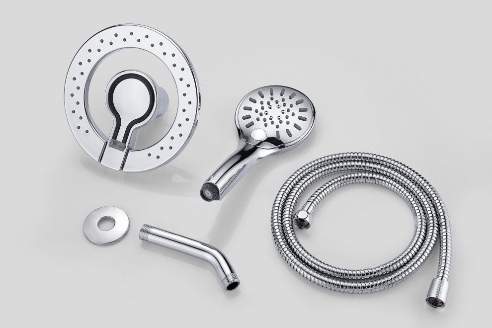 Valkrie 3-Spray Dual Wall Mount Fixed and Handheld Shower Head, Polished Chrome
