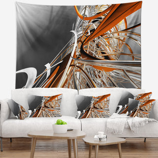 Fractal Red N White Connected Stripes Wall Tapestry, 92"x78"