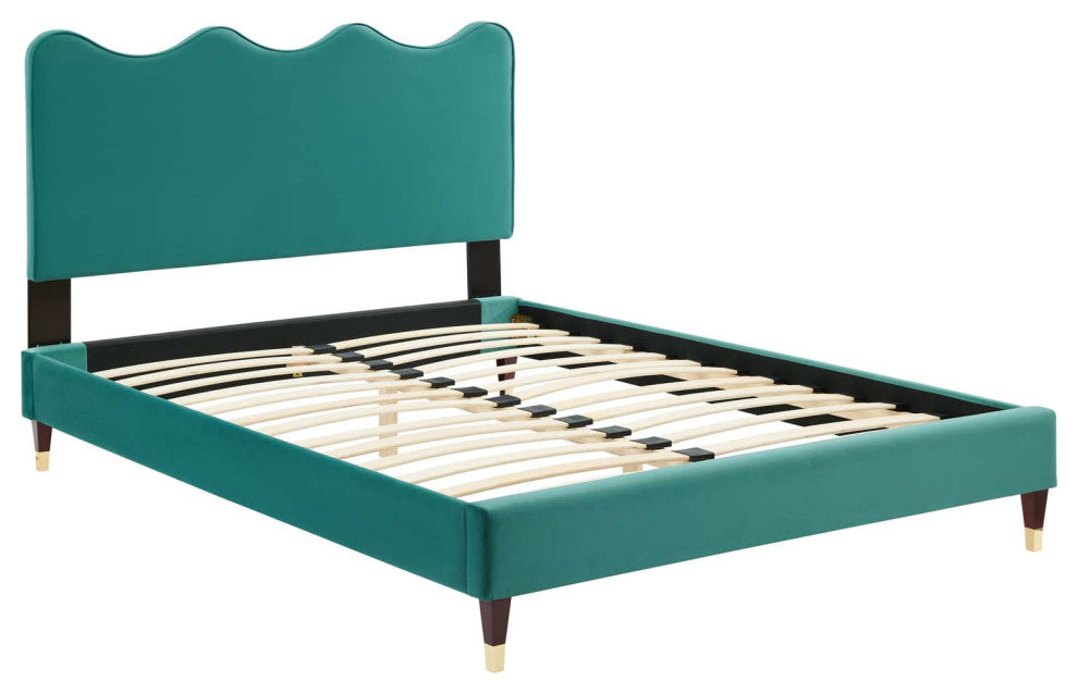 Current Performance Velvet King Platform Bed, Teal