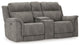 Bowery Hill Contemporary Faux Leather Reclining Loveseat in Gray