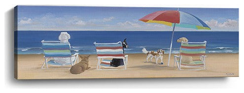30" x 10" Dogs Perfect Beach Day Canvas Wall Art