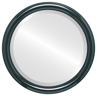 Pasadena Framed Round Mirror, Gloss Black, 19"x19"
