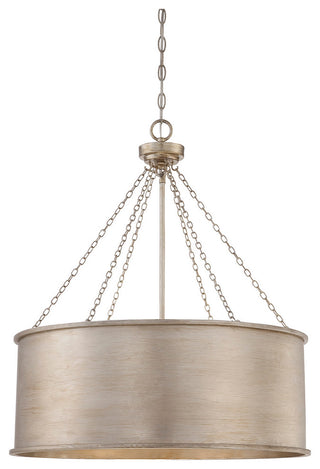 6 Light Pendant, Silver Patina