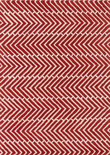 Davin Contemporary Area Rug, Red and White, 7'x10'