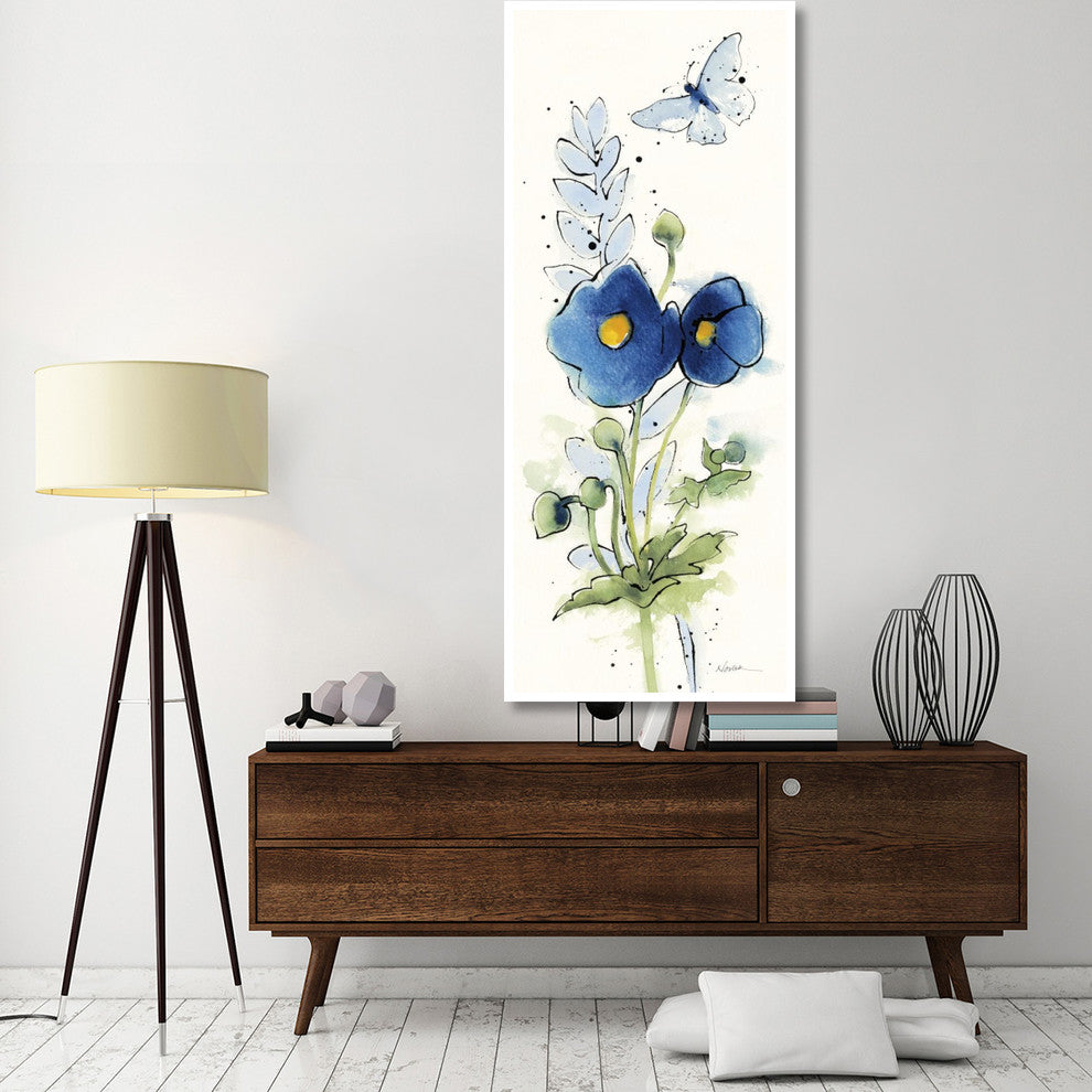 "Independent Blooms Blue VI" Digital Paper Print by Shirley Novak, 32"x77"