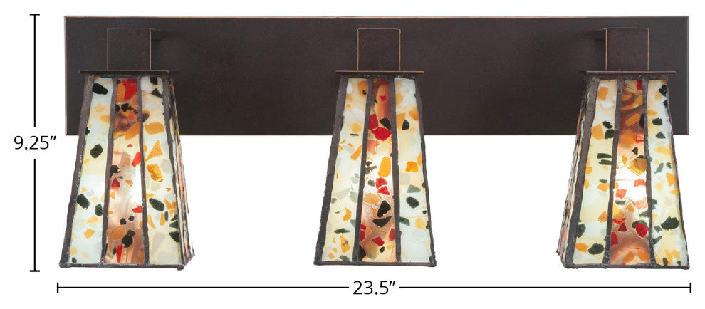 Apollo 3-Light Bath Bar, Dark Granite/Fiesta Art