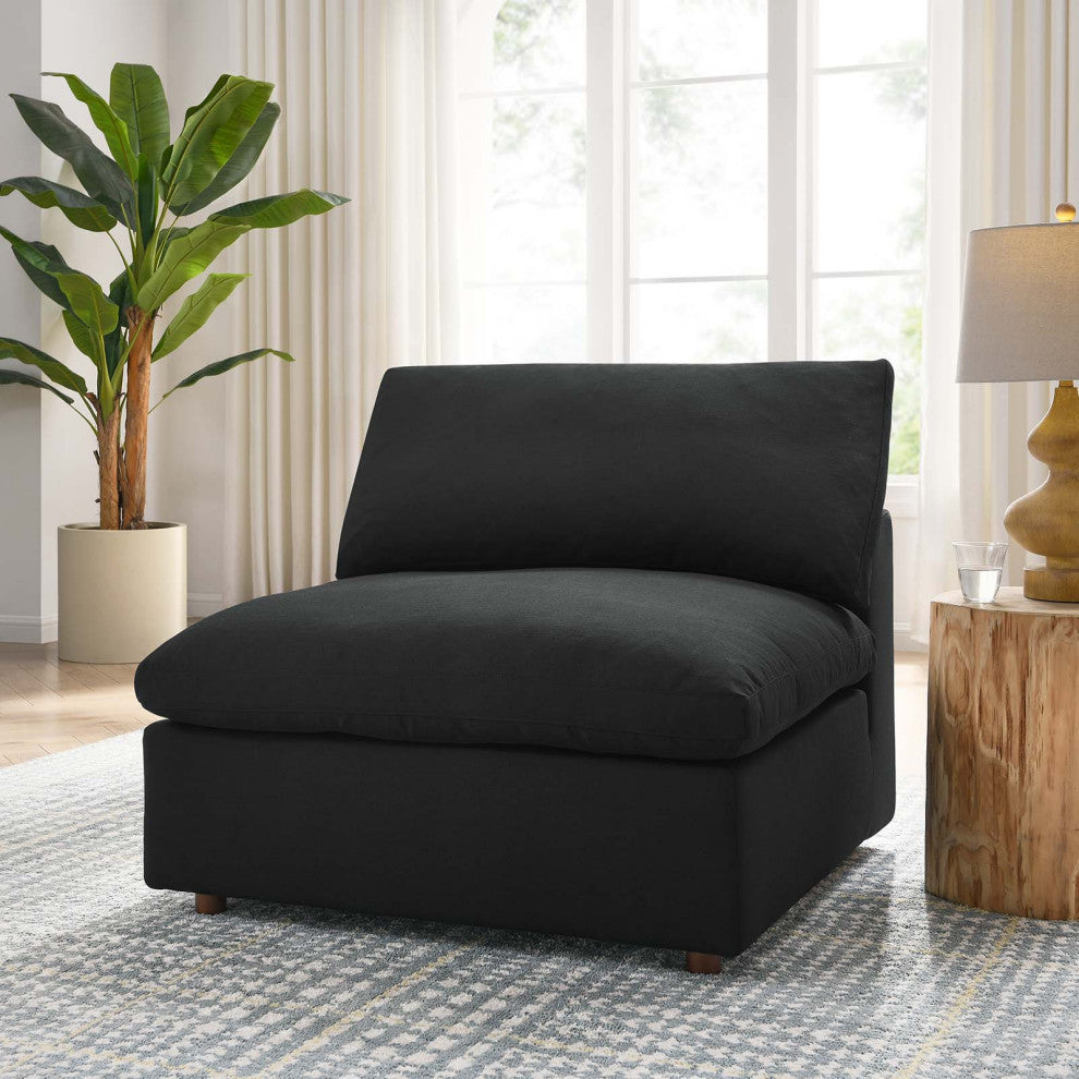Commix Down Filled Overstuffed Armless Chair, Black
