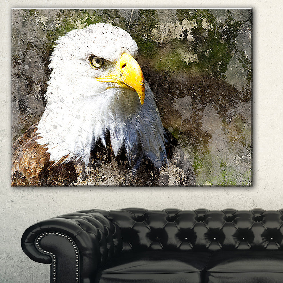 "Eagle Head With Textures" Animal Digital Art Canvas Print