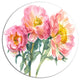 Bouquet Of Pink Peony Watercolor, Flower Large Disc Metal Wall Art, 38"