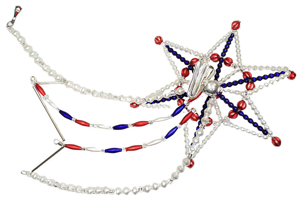 Santa Land Patriotic Shooting Star Ornament Clip On Tree Topper 21R1100 White