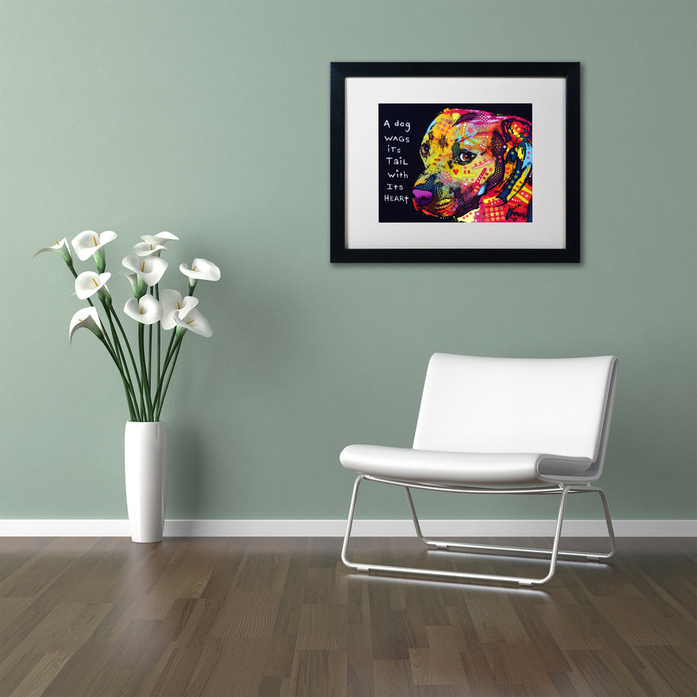 Dean Russo 'Gratitude Pitbull' Framed Art, Black Frame, 11"x14", White Matte