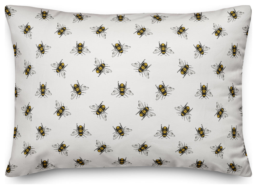 Bee Watercolor Flowers 14x20 Spun Poly Pillow