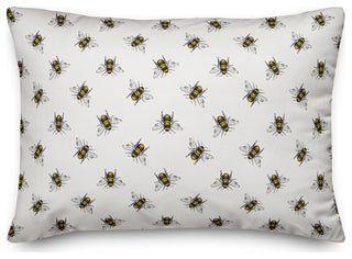 Bee Watercolor Flowers 14x20 Spun Poly Pillow