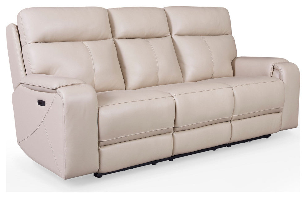 Bandera Dual Power Zero Gravity Leather Sofa, Putty