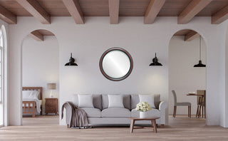 Pasadena Framed Round Mirror, Rosewood, 19"x19"