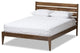 Mid-Century Modern Solid Walnut Wood Slatted Headboard King Size Platform Bed