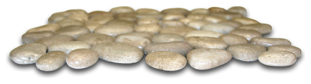 Natural Stone Flooring: Glazed Java Tan Pebble Tile, 12x12 Mesh
