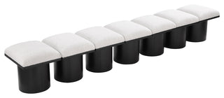 Pavilion Boucle Fabric Upholstered 7-Piece Modular Bench, Cream, Black Finish
