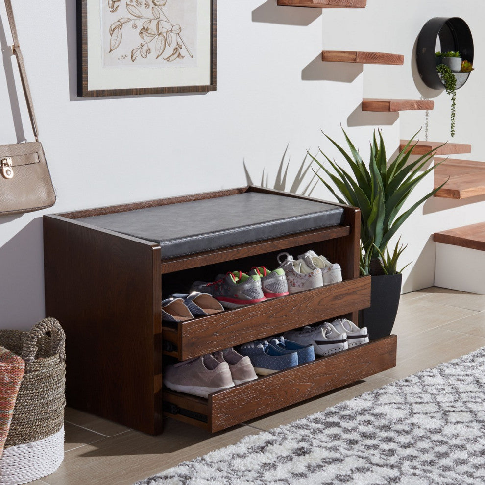 Gunner Storage Bench Walnut/Gray