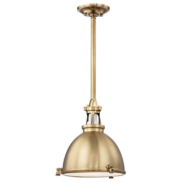 Hudson Valley Massena 1 Light Pendant 13.5"x15.5", Aged Brass, 4614-AGB