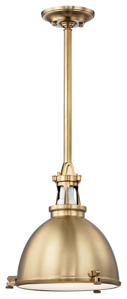 Hudson Valley Massena 1 Light Pendant 13.5"x15.5", Aged Brass, 4614-AGB