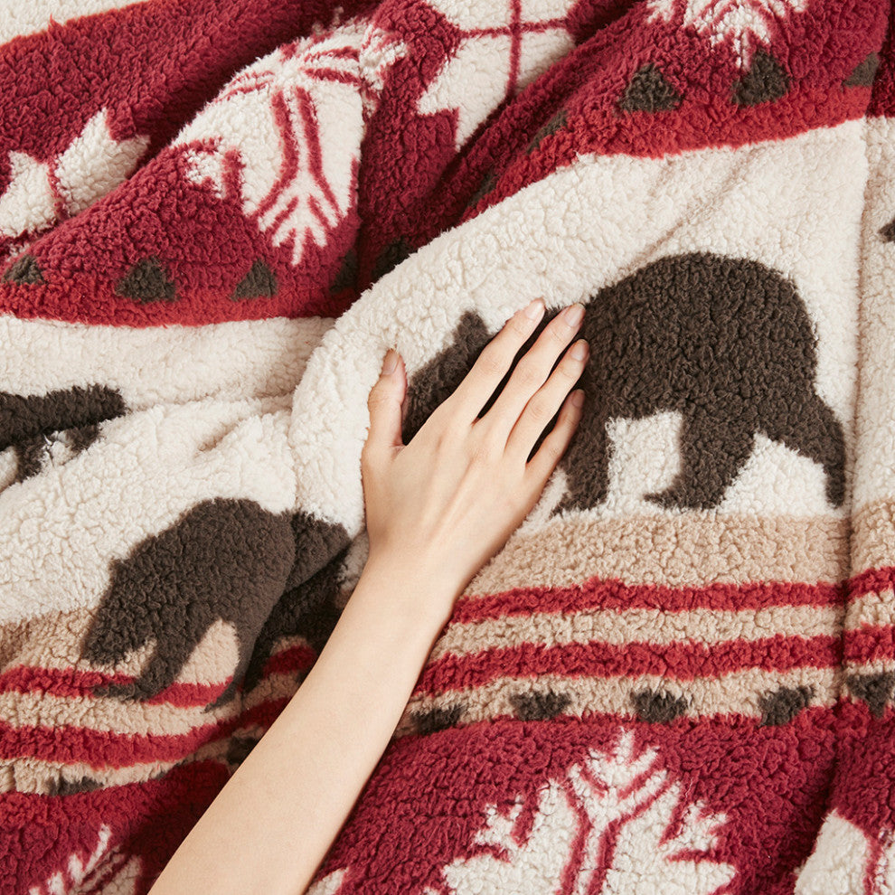 Woolrich Tunbridge Winter Cabin Sherpa Comforter Set, Red