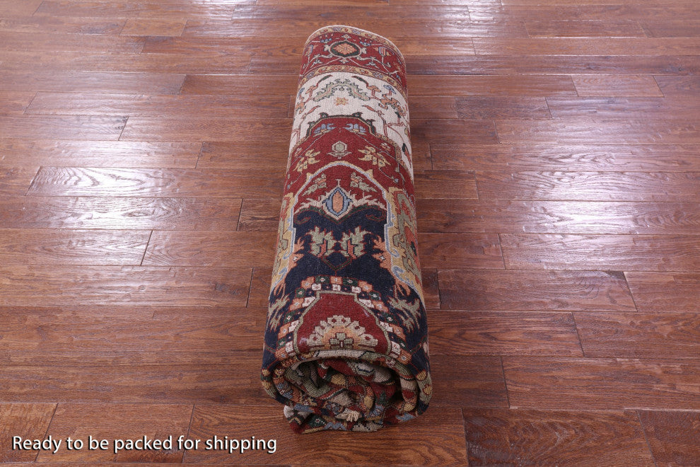 7' 11" X 10' 0" Handmade Persian Fine Serapi Wool Rug - Q14686