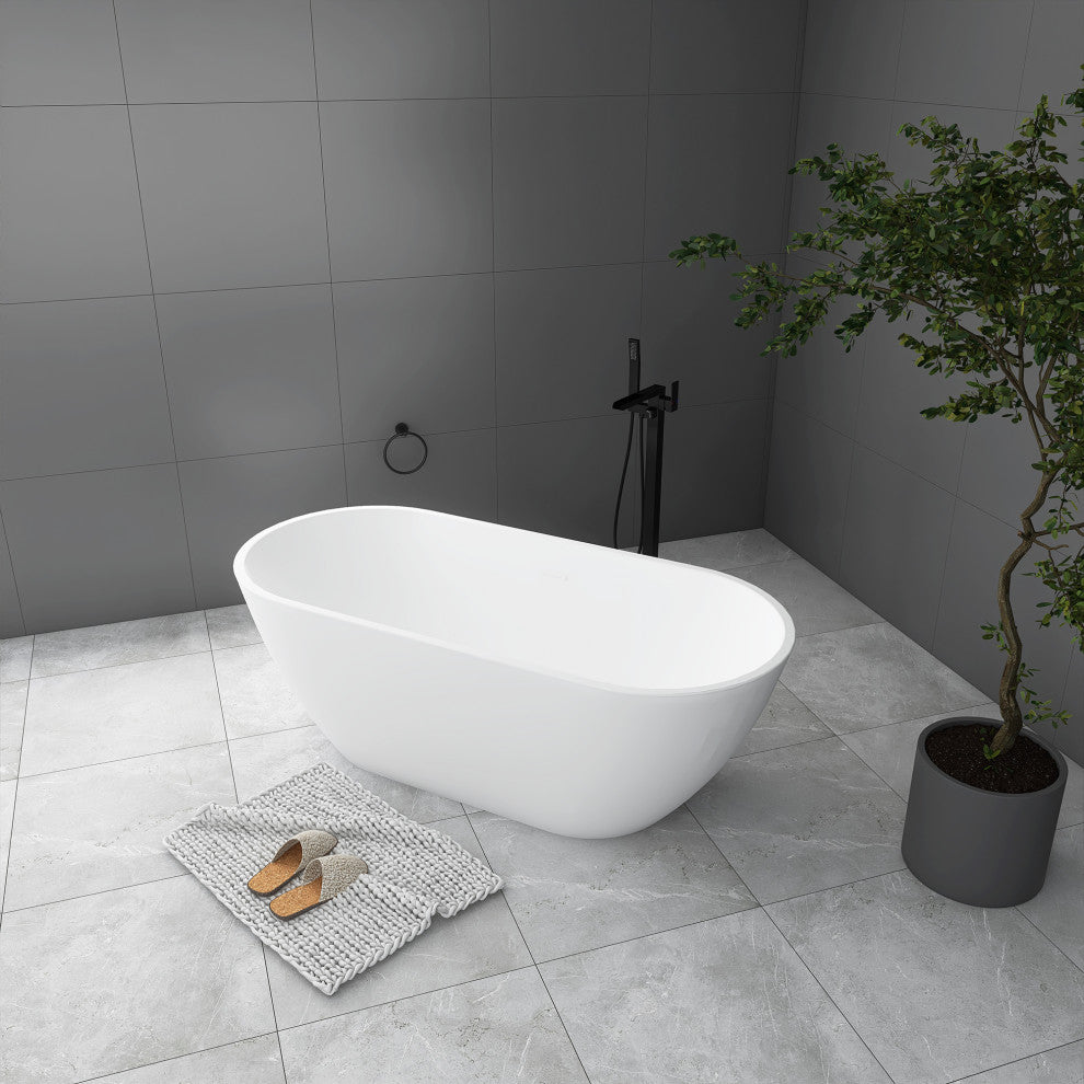 Acrylic Freestanding Soaking Bathtub in White, 60"28"
