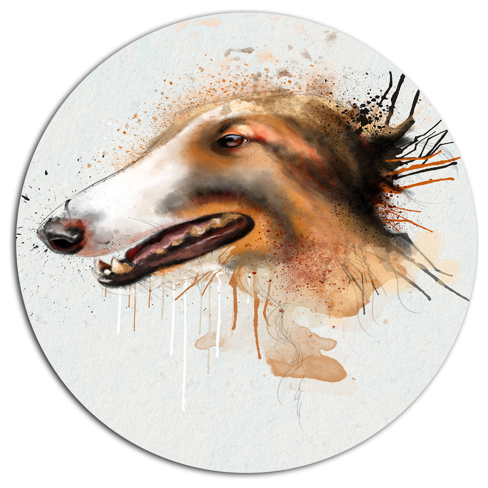 Brown Dog Portrait Watercolor, Animal Large Disc Metal Wall Art, 11"