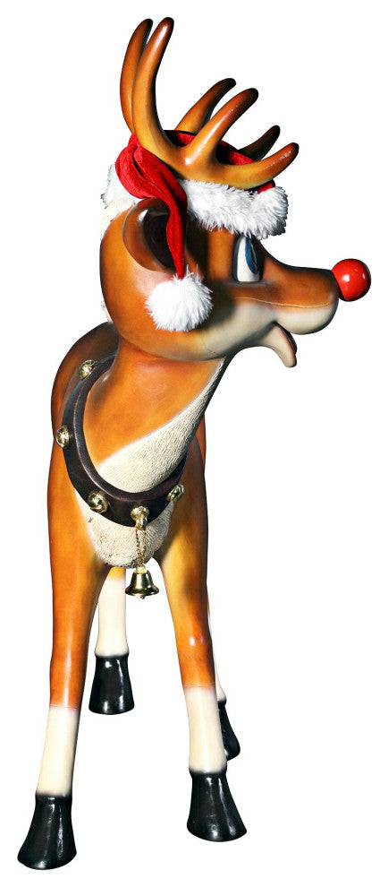 Santa's Christmas Red-Nosed Reindeer Statue