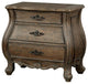 Three Drawers Solid Wood Night Stand with Scrolled Feet, Rustic Brown