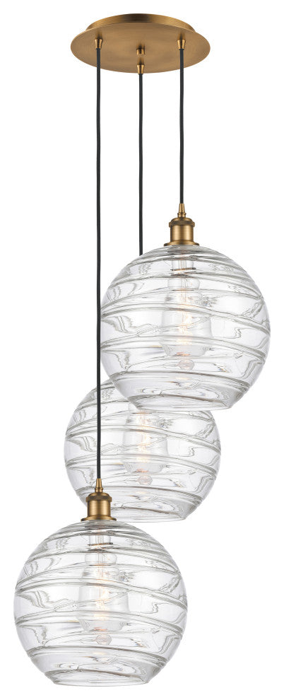 Athens Multi-Pendant, Brushed Brass, Clear Deco Swirl