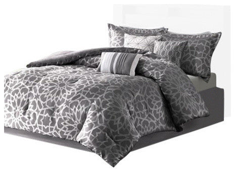 Madison Park Carlow 7 Piece Comforter Set in Grey