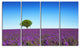 "Green Tree Among Lavender Flowers" Landscape Wall Art Print, 4 Panels, 48"x28"