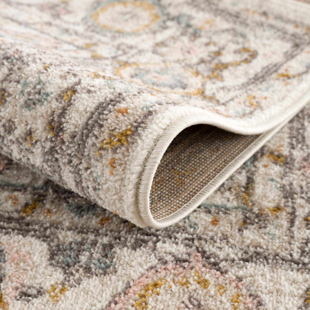 Hauteloom Herstmonceux Area Rug, Camel/Charcoal/Dusty Pink, 7'10"x10'2"