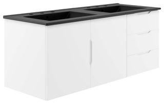 Vitality 48" Double Sink Bathroom Vanity, White Black