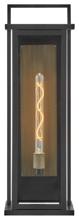 Hinkley Langston Tall Outdoor Wall Mount Lantern, Black + Burnished Bronze
